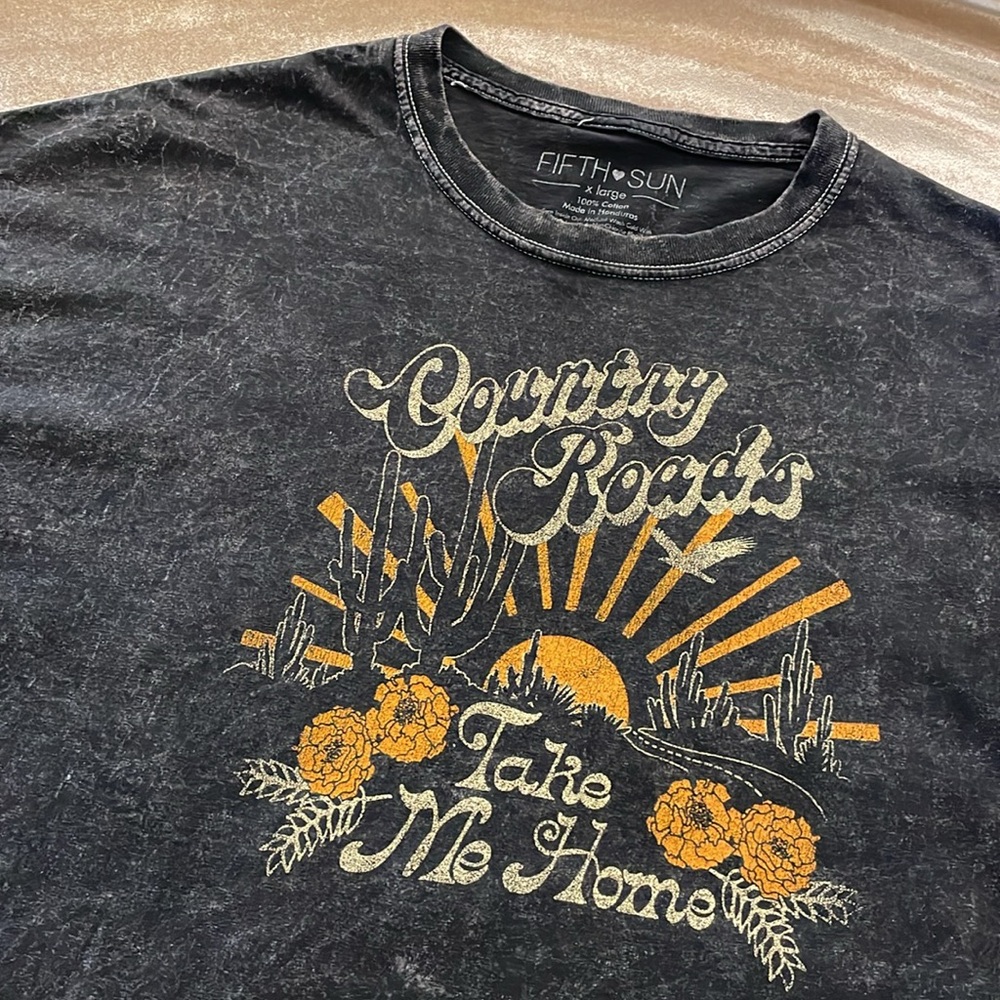 Fifth Sun country road take me home crop T-shirt